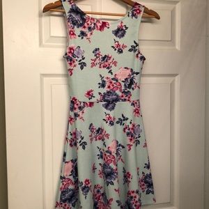 Blue and pink flower tank top dress
